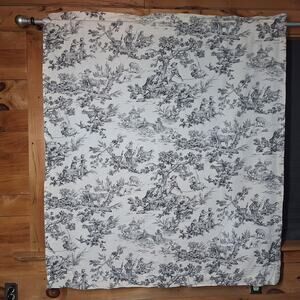 Country curtains Vintage Farmhouse cottage Toile black white curtain panel 50x57